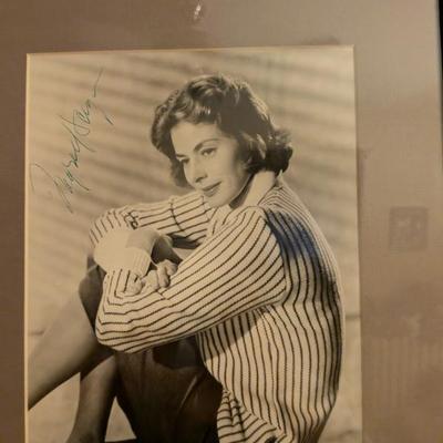  Framed black-and-white photo with a signature that appears to be from Ingrid Bergman, a three-time Academy Award-winning actress and one...