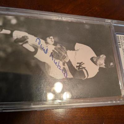 A great piece of New York Yankees history! This small, card-sized photo or postcard features an authentic, hand-signed autograph from...