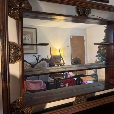 Lot 160:  Vintage Wall Mirror with Built-In Display Shelves