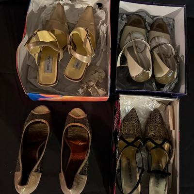 Lot 414: Lot of 4 Women’s Designer Heels – Size 7.5 (Charles David, Anne Michelle, Enzo Angiolini, B