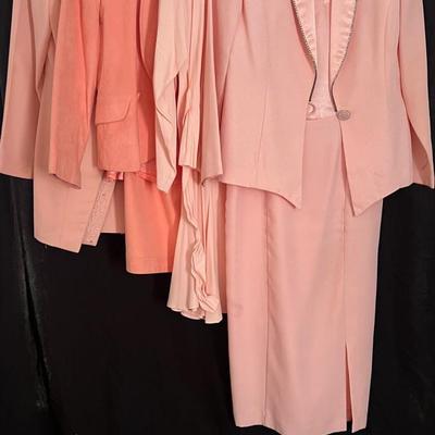 Lot 306: Four Light Pink Embroidered Women’s Formalware - Jacket/Skirt/Dress Sets