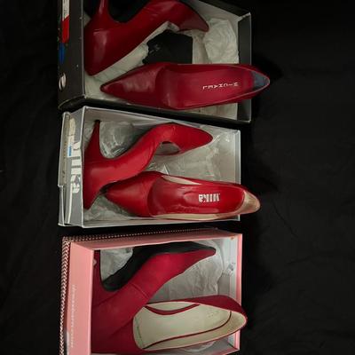 Lot 304: Women’s Vintage Red Shoes - 3 Pairs - Stilleto Heels - Size 7.5