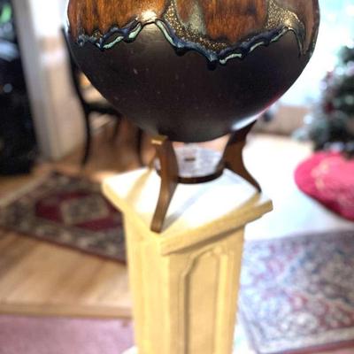 Lot 154:  26” Pedestal And Metal Planter
