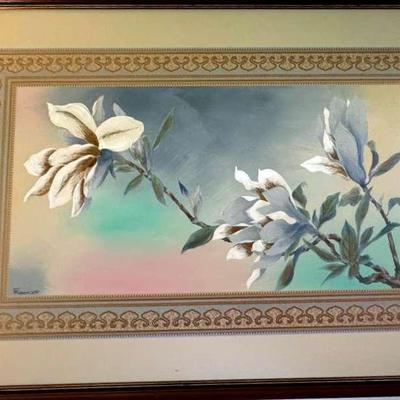 Lot 146:  Professionally Framed Magnolia By Franco