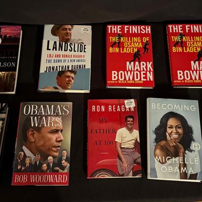 Lot 409: Lot of 9 Political & Historical Books – Reagan, Obama, Michelle Obama, Barbara Bush, Bin La