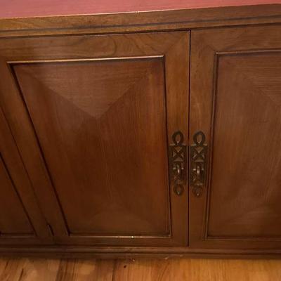 Lot 103:  Wooden Credenza With Four Doors Each With Ornate Handles