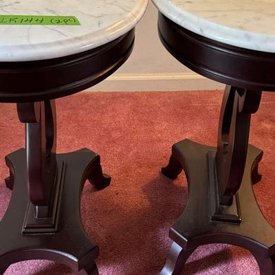 Lot 144: Pair Marbled Top Tables