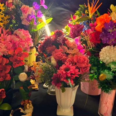 Lot 101:  Lot Of Floral Arrangements And Swag