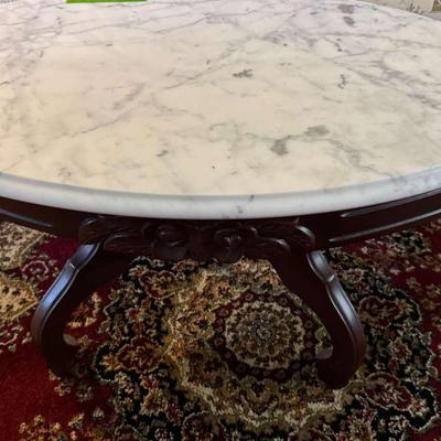 Lot 143:  Oval Marble Top Table