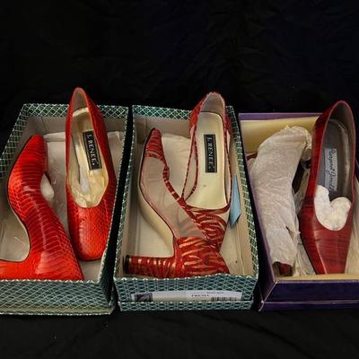 Lot 301: Vintage Red Shoes - 3 Pairs - Animal Prints - Size 7.5