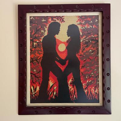 Vintage “Lovers” Needlepoint Picture