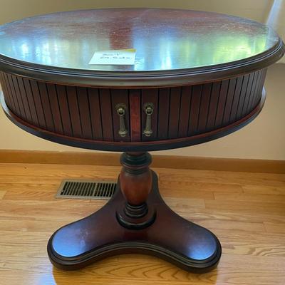 Round Side Table With Sliding Doors