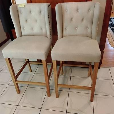 Pair Of Contemporary Upholstered Kitchen Barstools 