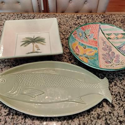3 Large Ceramic Serving Dishes