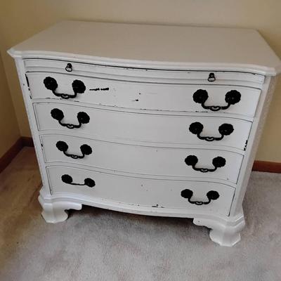 Vintage Shabby Chic White Chest Of Drawers