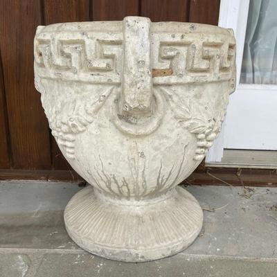Single Concrete Urn With Greek Key And Grapes