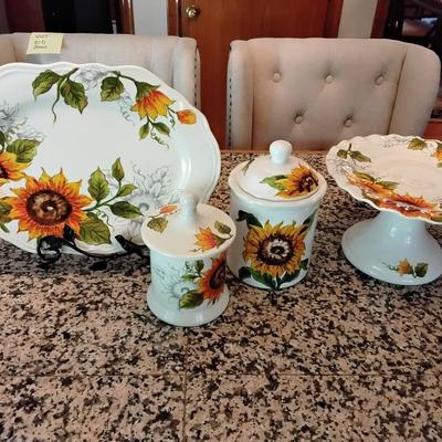 Lot Of Matching Sunflower Dishes