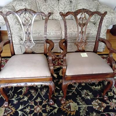 Pair Of Carved Wooden Armchairs 