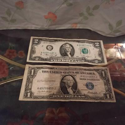 Two Vintage Bills, $2 Bill And 1935 $1 Bill