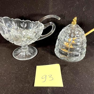 Crystal Gravy Boat And Honey Pot