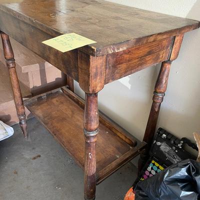 Small Vintage Wood Side Table With Missing Drawer