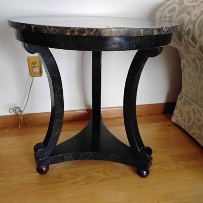 Round Side Table With Marble Edge