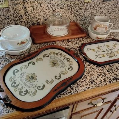 Lot Of 1970s Kitchen Items Including Teak Cheese Board