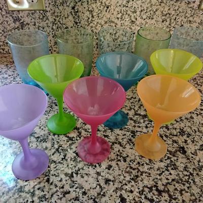 Lot Of Coloful Martini Glasses And Tumblers