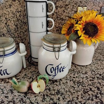 Lot Of Kitchen Ceramics Including 2 Canisters