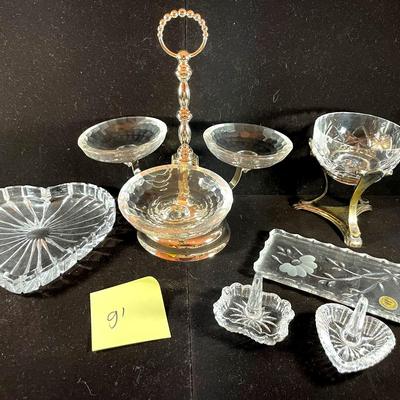 Lot Of Crystal Including A Waterford Ring Holder