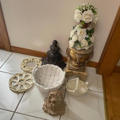 Lot Of Various Decor Including A Ceramic Basket