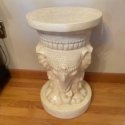 Round Ceramic Elephant Pedestal 