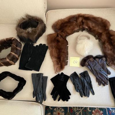 Lot Of Leather Gloves And Fur Accessories 
