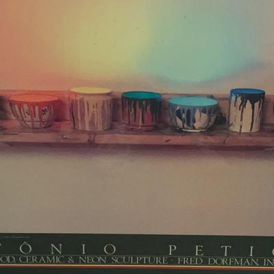 Vintage Antonio Peticov Framed “7 Cans Of Paint” Art Poster 1982
