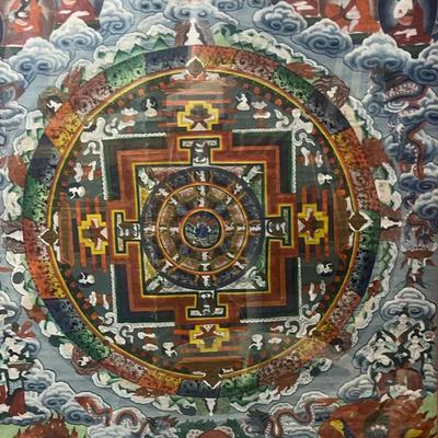 Tibetan Buddhist Scroll Painting Gauche On Painting