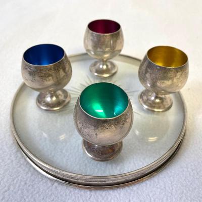 Sterling Silver And Glass Cordial Set 5pcs