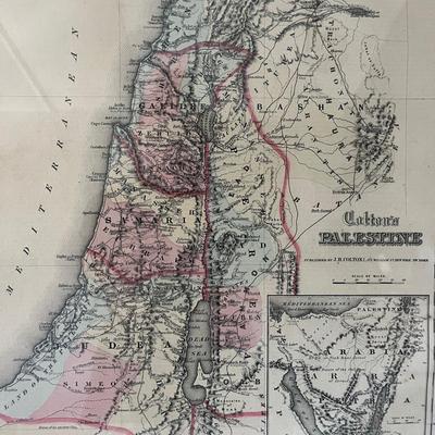 Coltons Map Of Palestine, Vintage