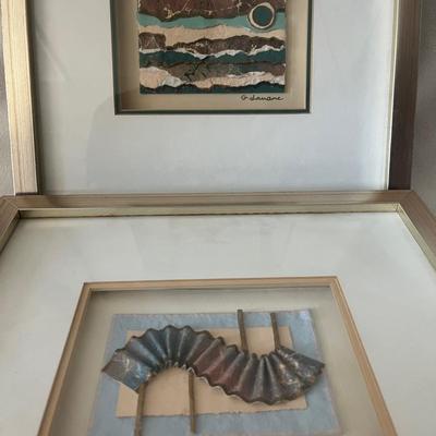 “Depleted” & “Desert” By Guiteau Lanoue, Mixed Media Collages, COA, 2 pcs
