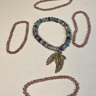Kirk’s Folly Angel Wing Bracelet (1) + Bead Bracelets (4)