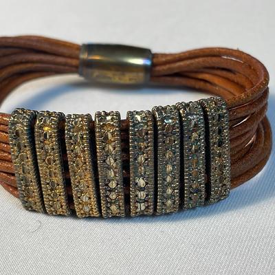 .925 Sterling Silver Vicenza Diamond Cut Leather Bracelet 