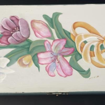 Wooden Hand-Painted Vintage Dominoes (28) In Matching Box (1)