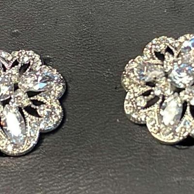 Nadri Crystal 'Snowflake' Clip On Earrings