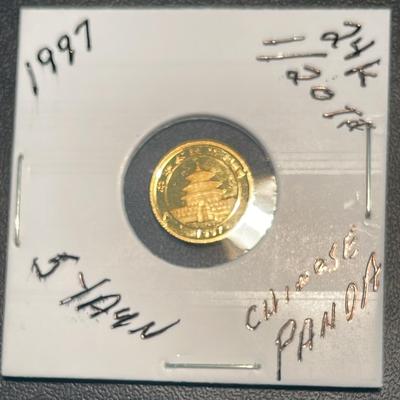 1997 1/20 24K 5 Yaun Gold Chinese Panda, MS68 