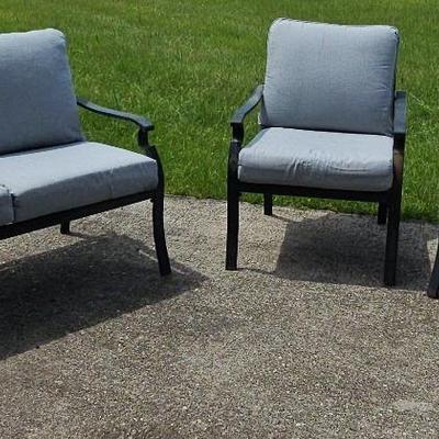 Iron Bench & Cushions (1) + Matching Chairs & Cushions (2)