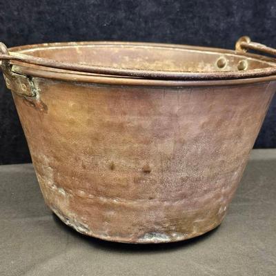 Hammered Copper Bucket W/Iron Handle