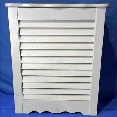 Wood Louvered Light Blue Bathroom Hamper  