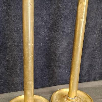 19th Century Spring Loaded Brass Candlesticks (2)