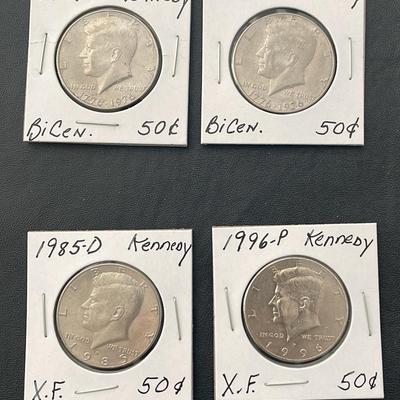Kennedy Half Dollars, Special Extra Fine Condition (4) + 1976 Bicentennials (4)