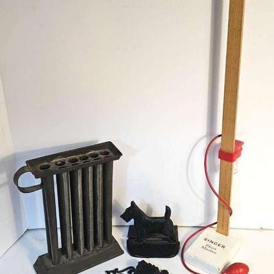 Cast Iron Decor (2), Singer Skirt Marker (1) + Candle Mold (1)