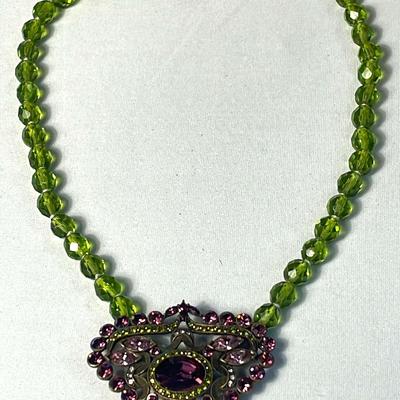 Heidi Daus Faux Peridot Amethyst Bead 16" Necklace 